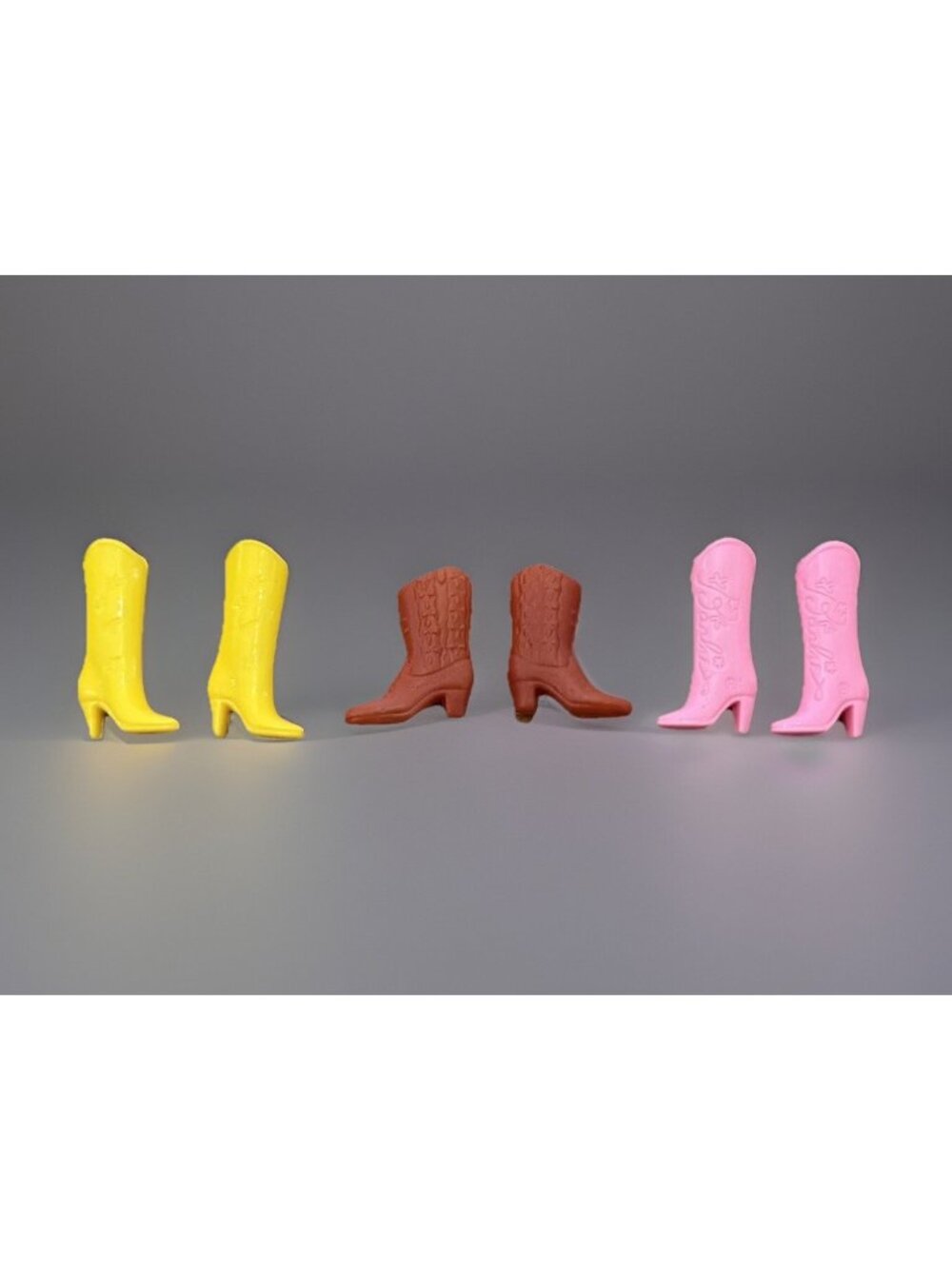 3 Pairs Vintage Barbie Cowgirl Boots Western Skipper Shoes Name Script Butterfly